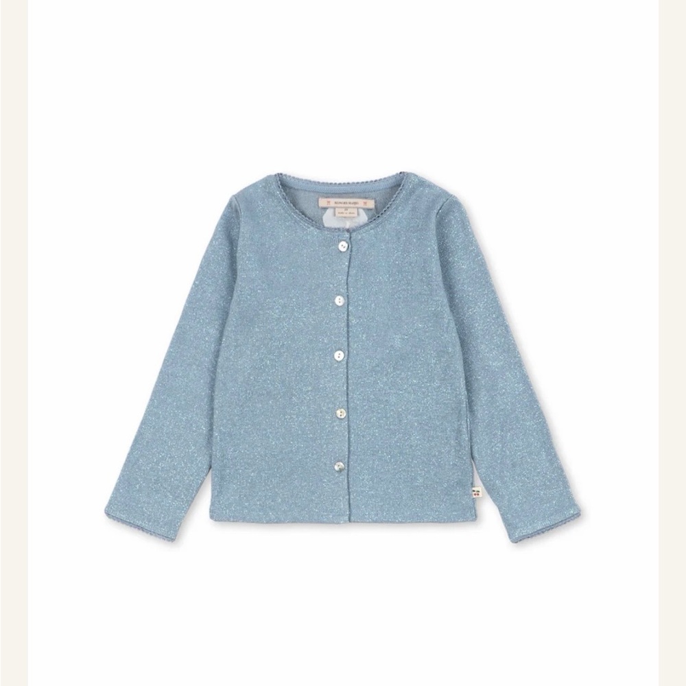 Girls' Two-Piece Knit Matching Set in Dusty Blue - Picture 2 of 4